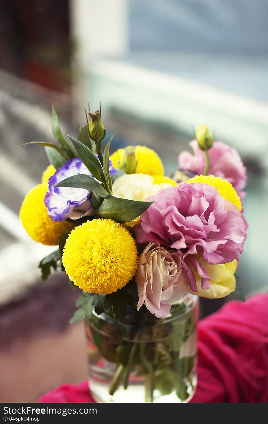 Bunch Of Flowers In A Glass Jar