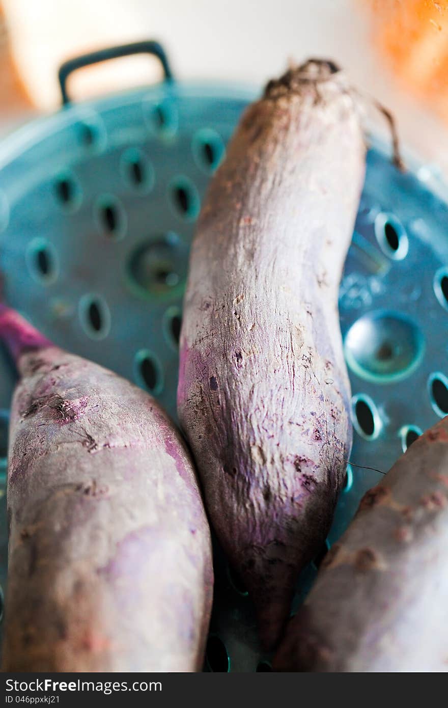 Fresh beet in electric steamer closeup. Fresh beet in electric steamer closeup