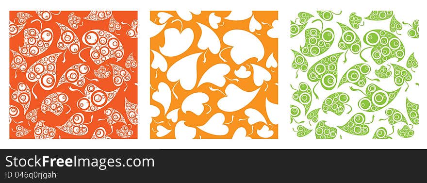 Three arts of a leaf pattern - editable. Three arts of a leaf pattern - editable