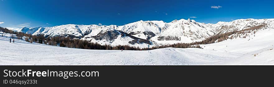 Alps winter panorama from Livigno, Italy. Alps winter panorama from Livigno, Italy