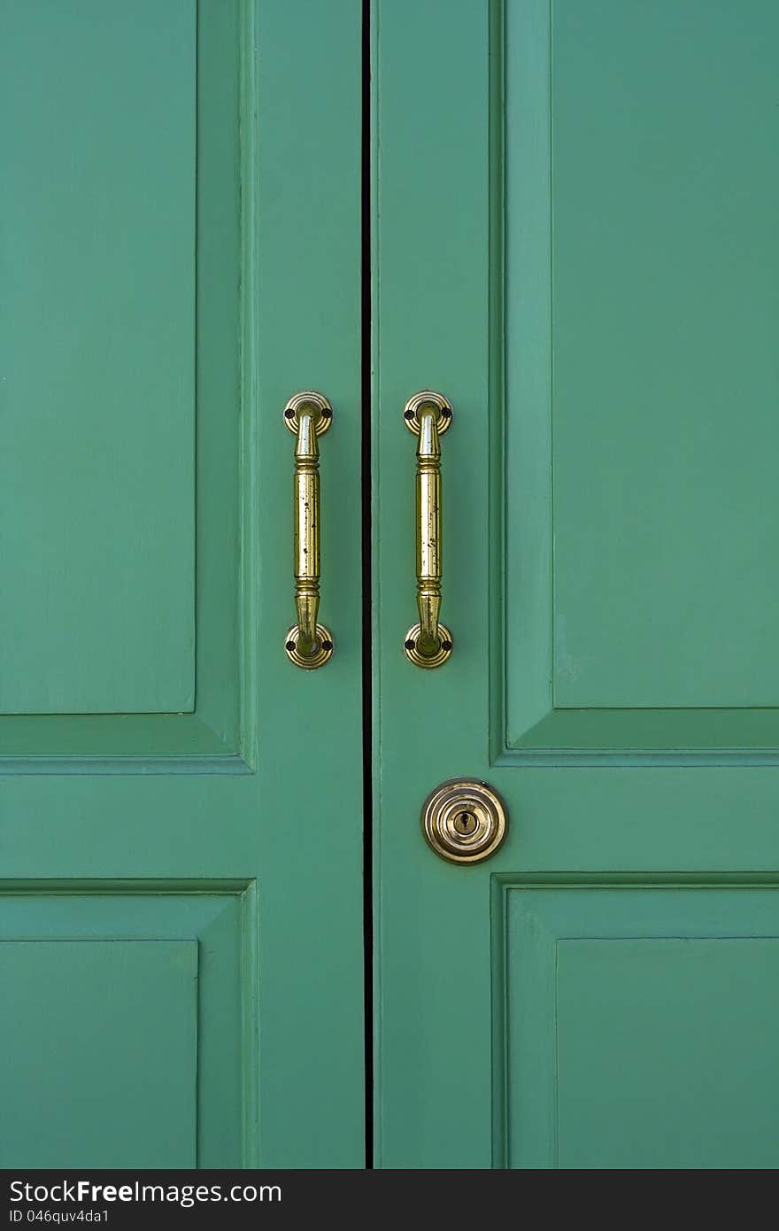 Green door close up