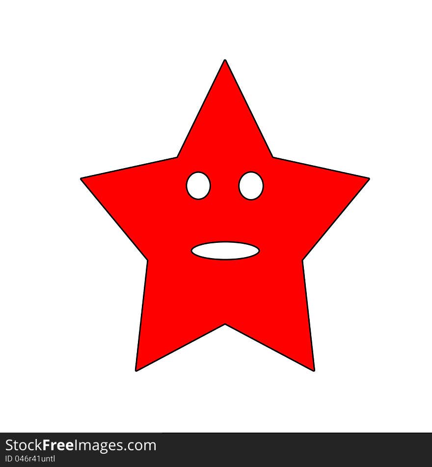 Red star with eyes and mouth