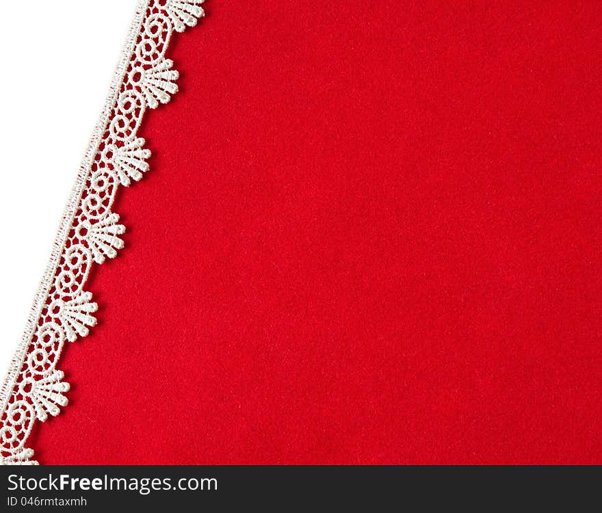 Red velvety background with lace. Red velvety background with lace.