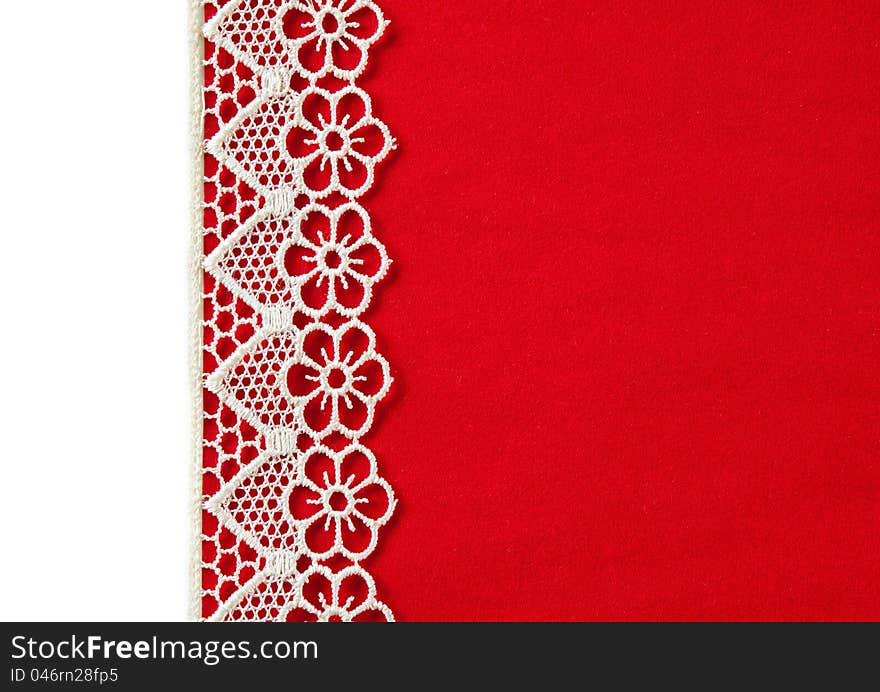 Red velvety background with lace. Red velvety background with lace.