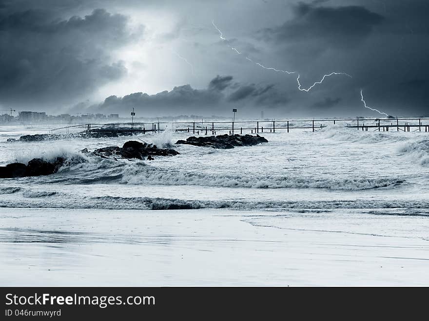 Lightning Over The Sea