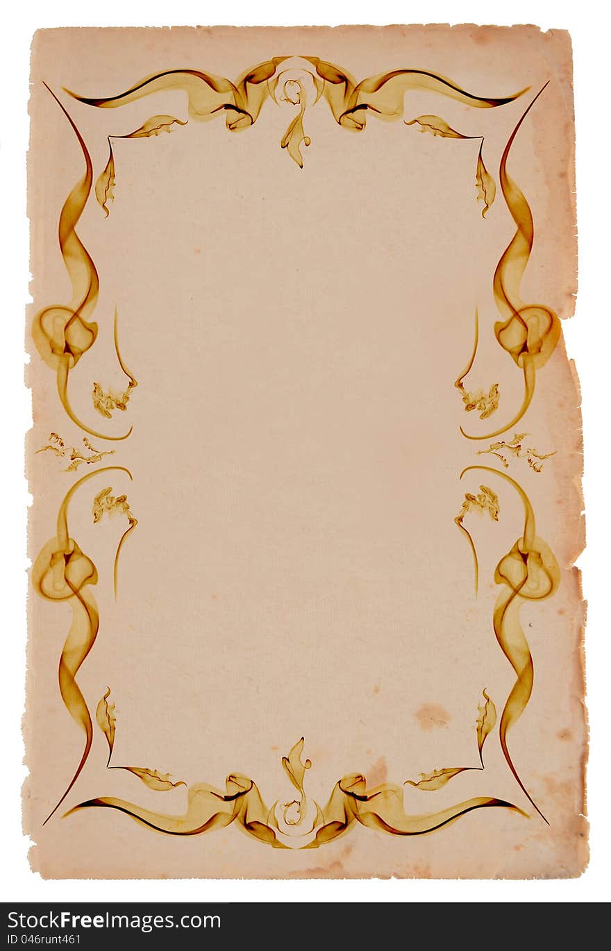 Old paper frame on white background