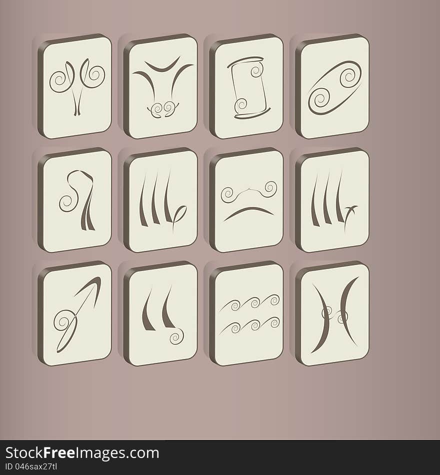 Fine set of icons with zodiac signs. Fine set of icons with zodiac signs