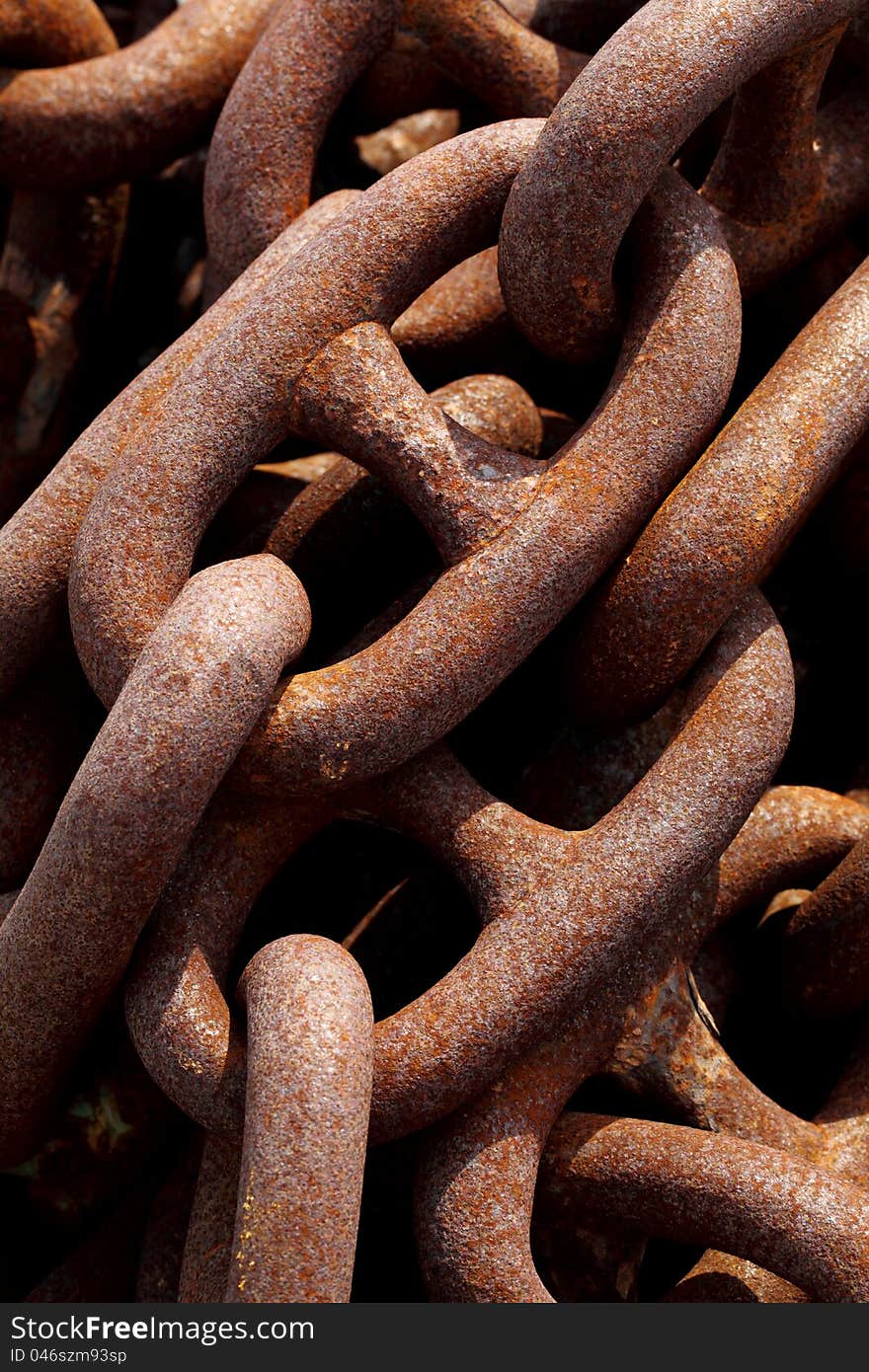 Close up of rusty industrial iron chain. Close up of rusty industrial iron chain