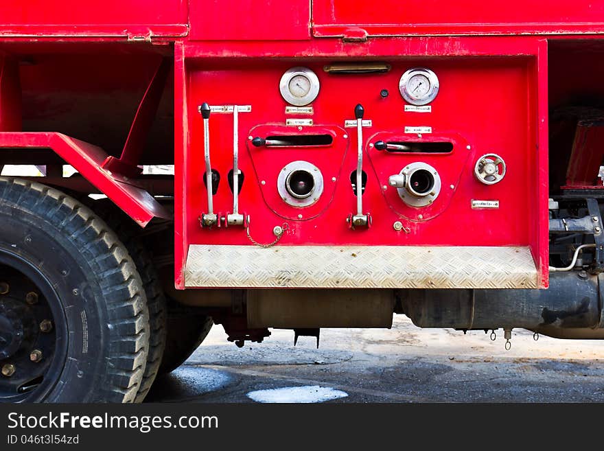 Fire truck close up equipment