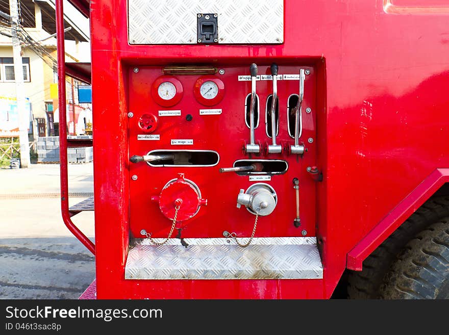 Fire truck close up equipment