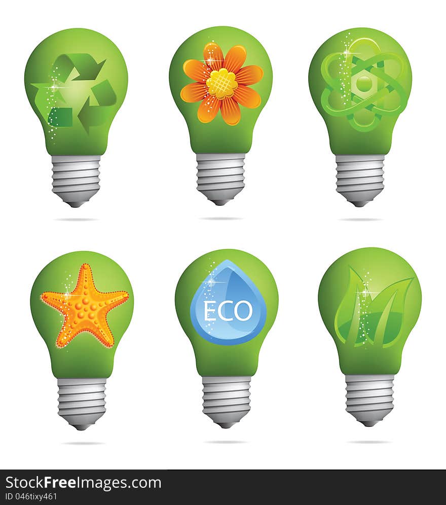 Abstract Creative Eco Bulb Sign Set