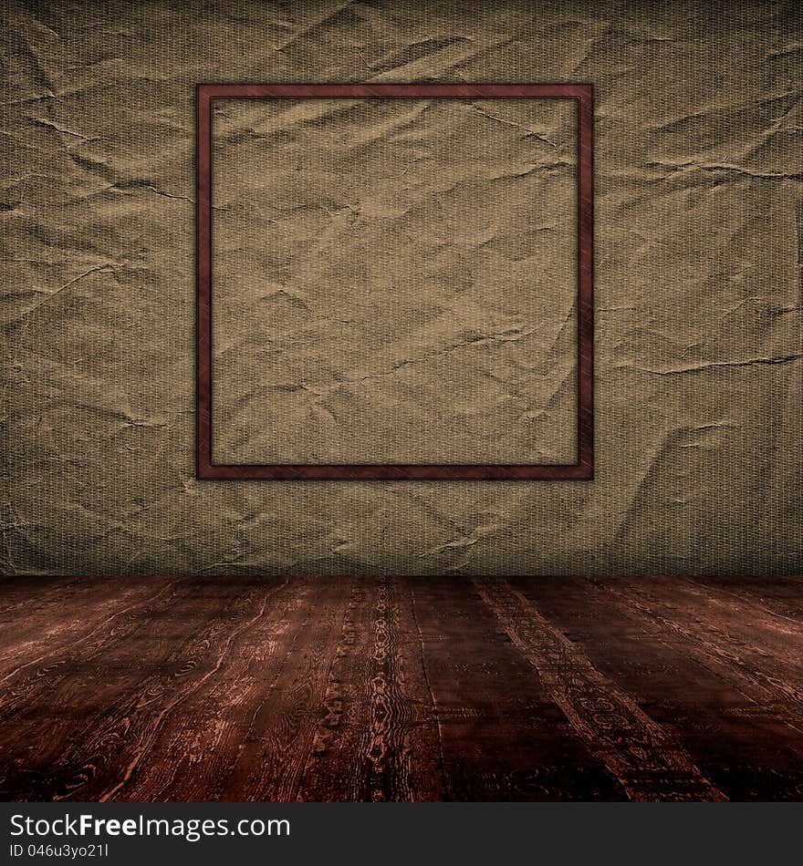 Vintage empty interior with grunge paper wall. Place for your text