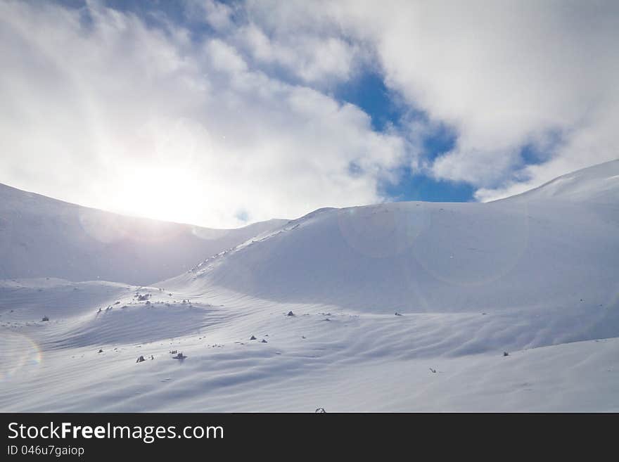 Freeriding slope on Bliznica mount in Karpati, Ukraine