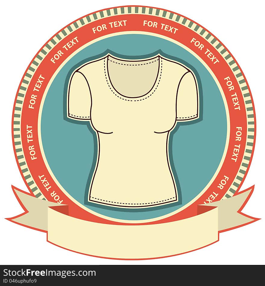 Clothes label set on white.Vector woman t-shirt background