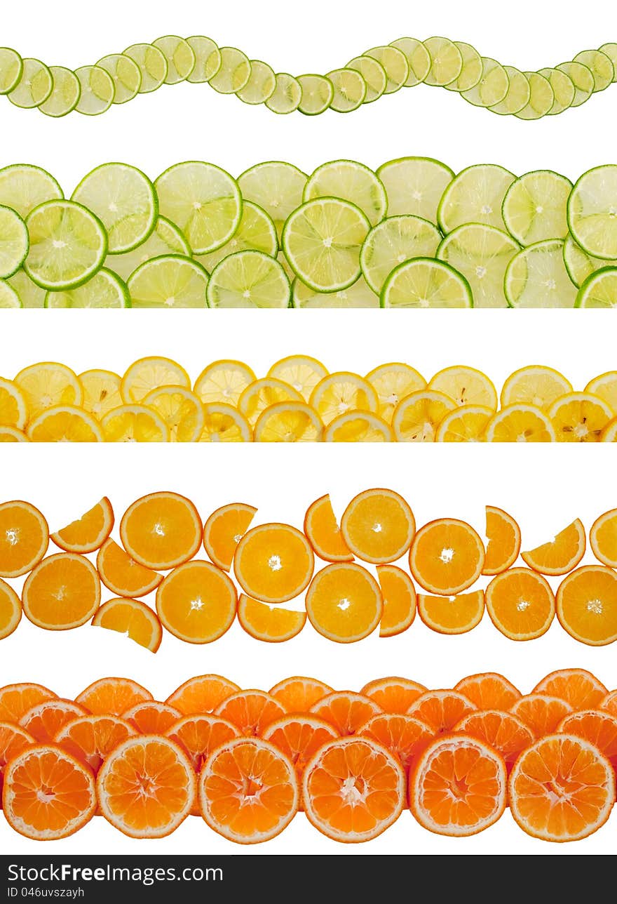 Slices of various citruses