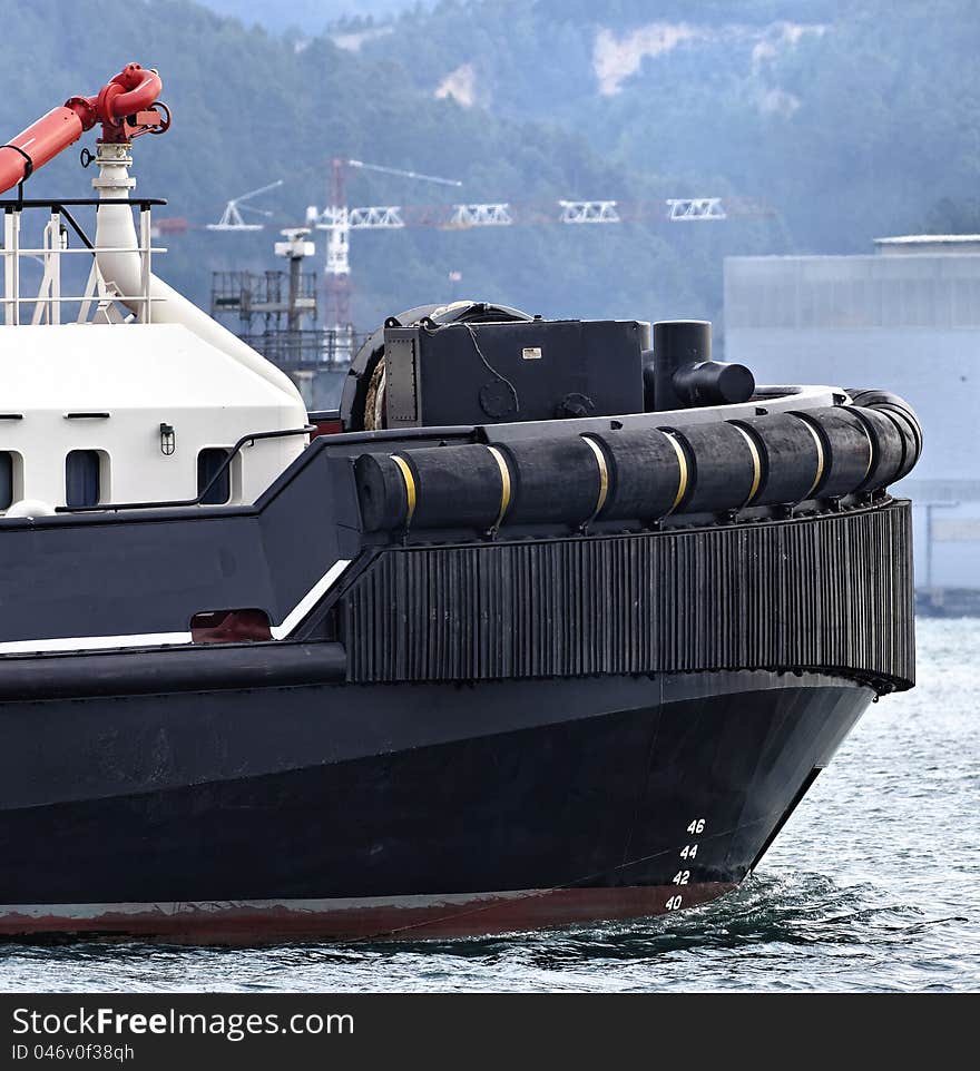 Detail of tugboat in porth of north europe