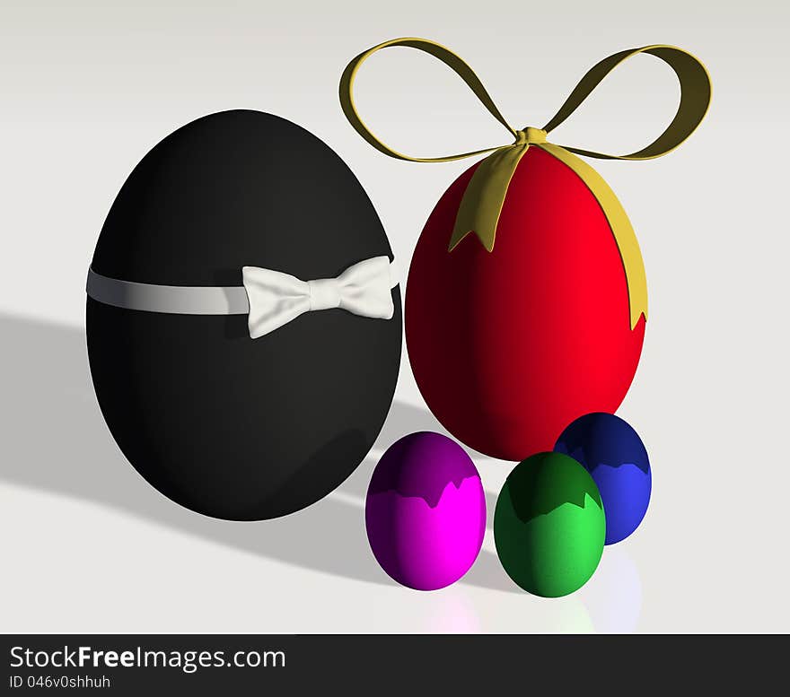 Colored easter eggs family