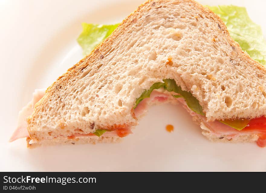 Sandwich on a white plate