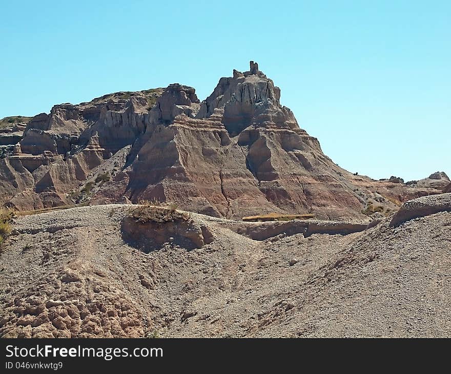 Blue skies over the mountains in the Badlands of South Dakota.  Photo taken May 1, 2010.