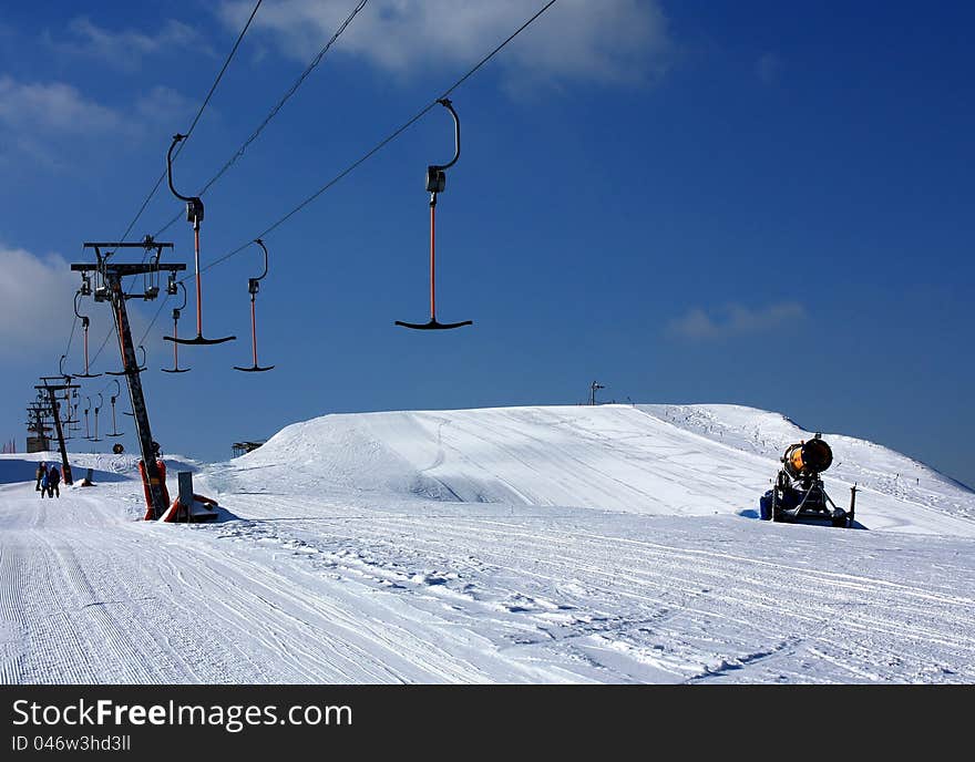 Electrical manufacturer of snow on the ski track. Electrical manufacturer of snow on the ski track