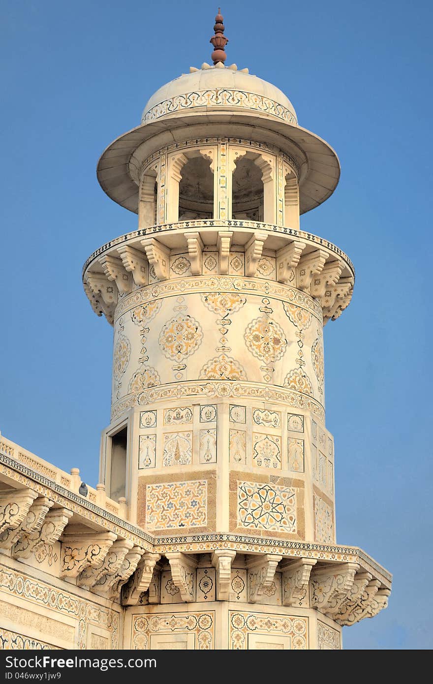 One of the Minarets of Itmad-Ud-Daulah's Tomb, Agra, India