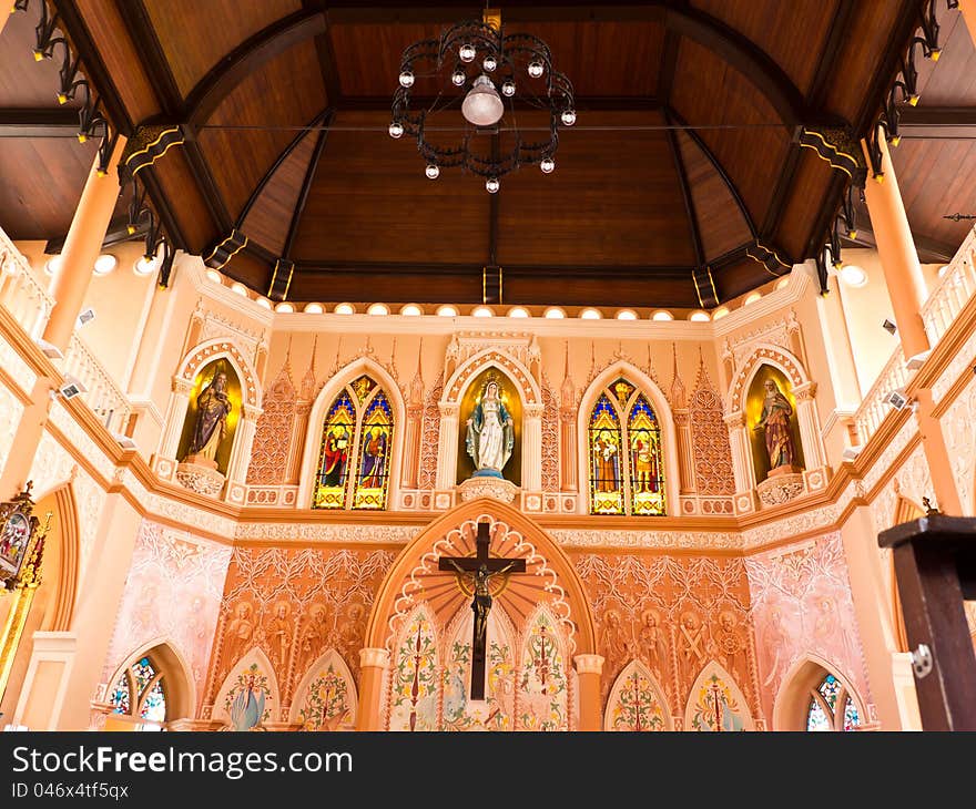 Christ church interior in Chantaburi, Thailand