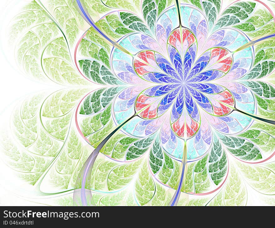 Colorful spring and easter illustration, fractal flower