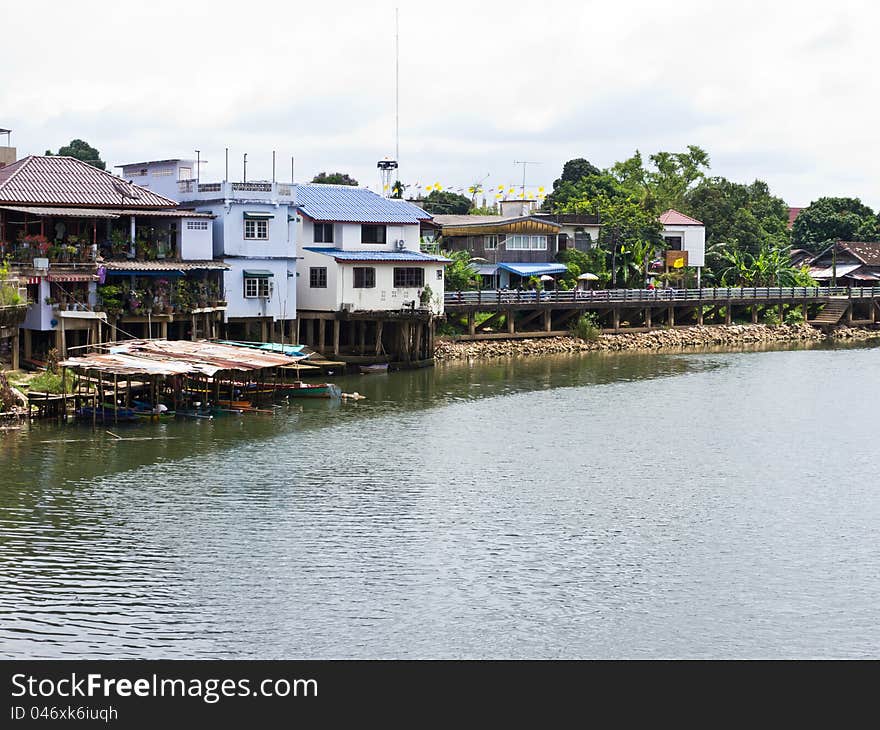 Riverside residential of local Thai people in Thailand