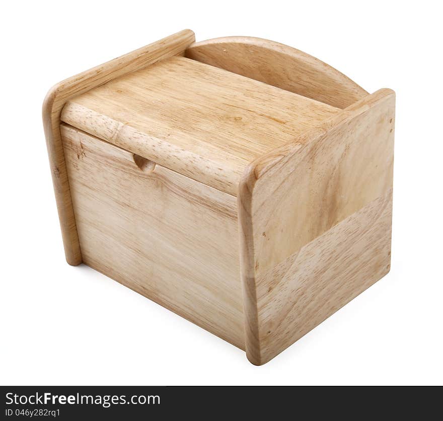 Wooden saltbox on the white background