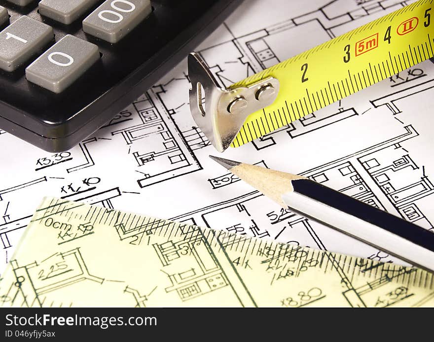 House architecture plan on paper. House architecture plan on paper