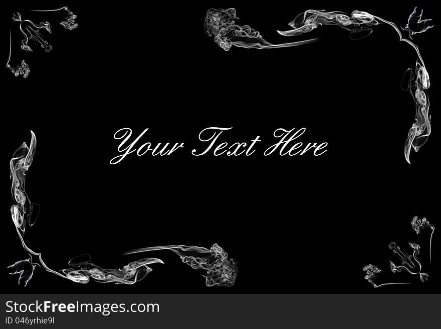 Abstract vintage white frame with space for text on black background. Abstract vintage white frame with space for text on black background