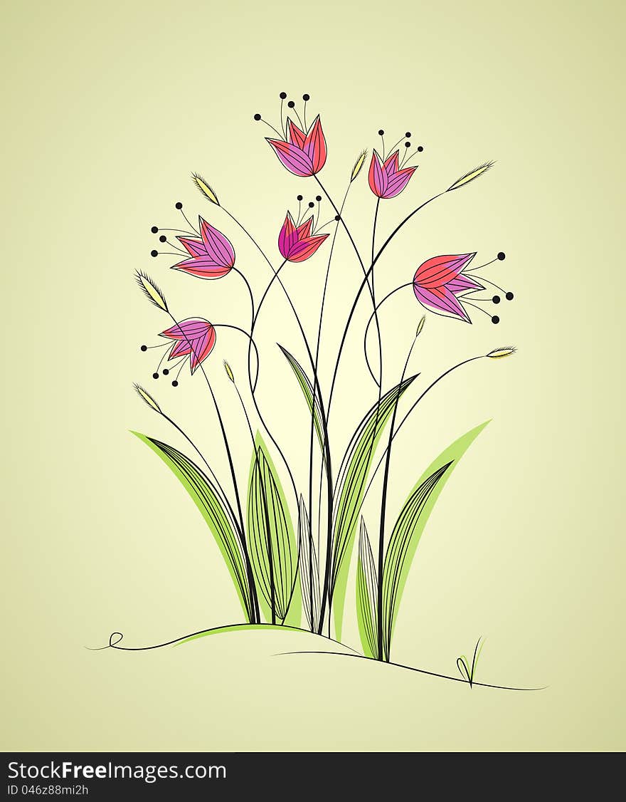 Background with meadow flowers, garden