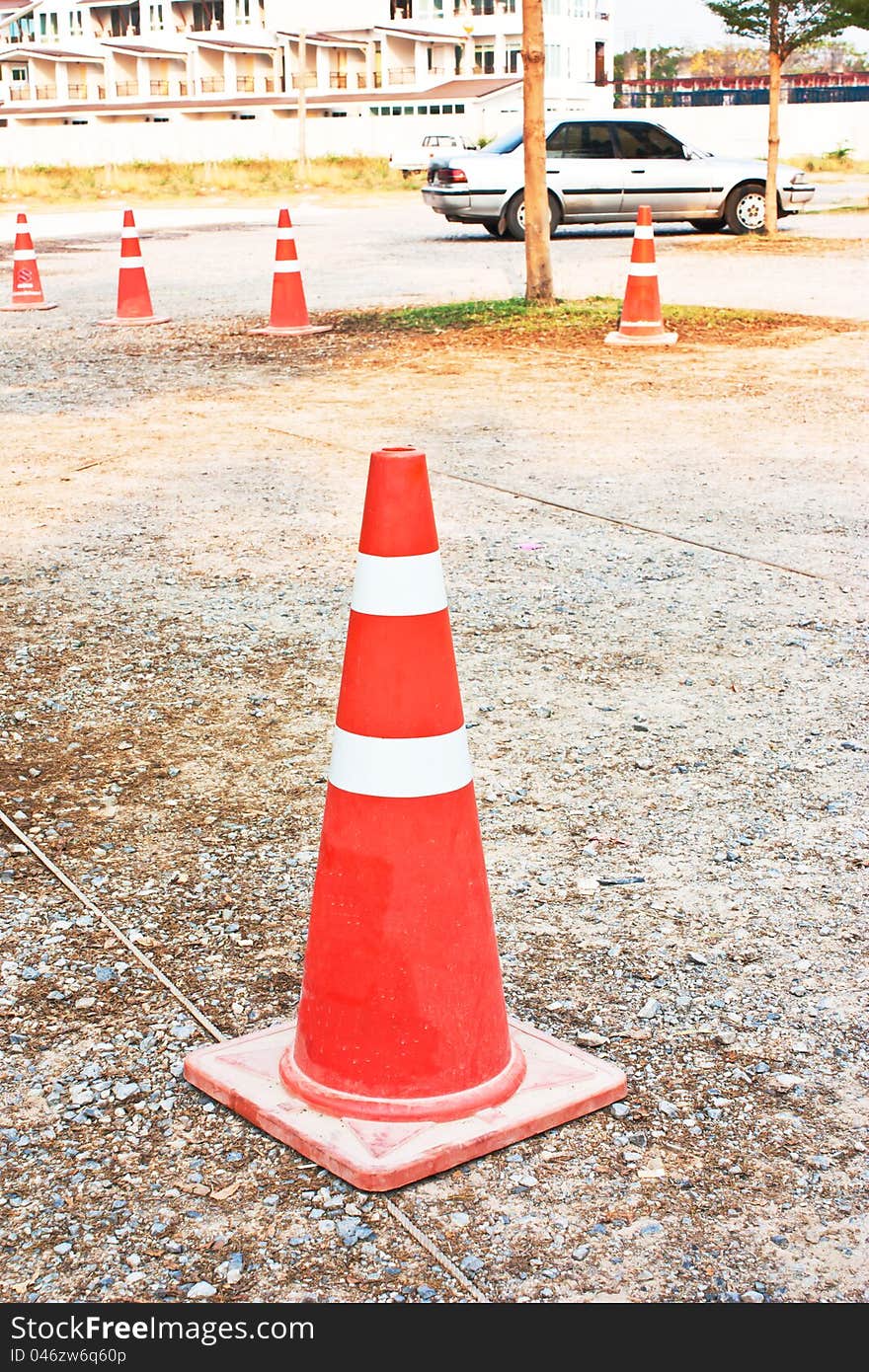 Traffic sign on car park area