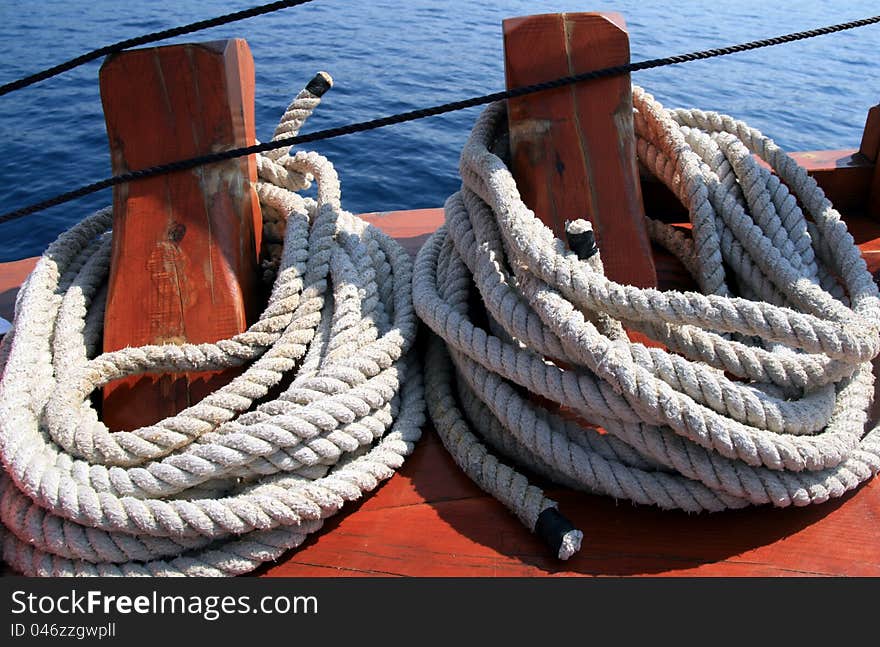 Detail of strong boat ropes