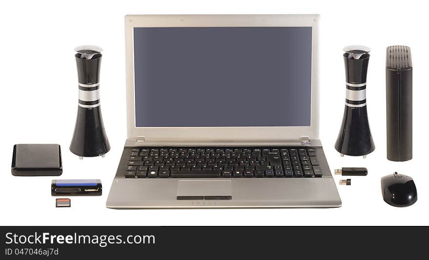 Silver Laptop and other equipment