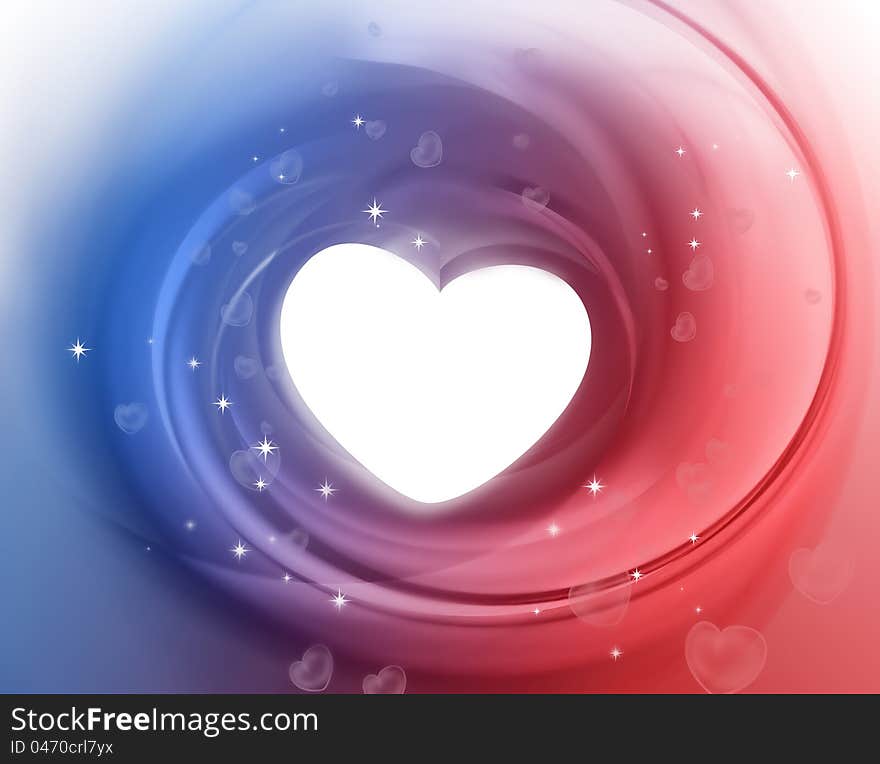 Romantic background with red and blue hearts