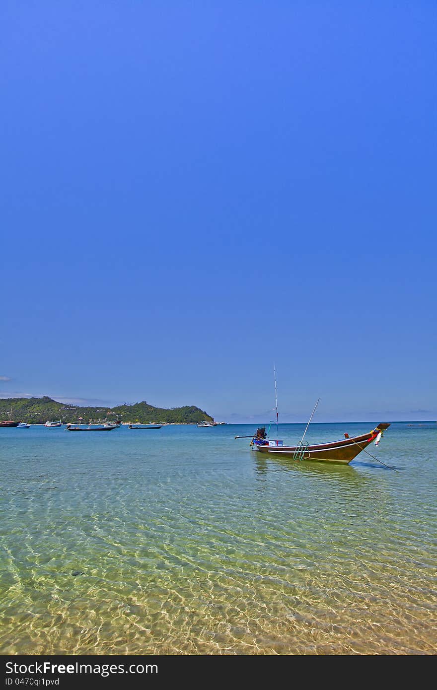 Long tail boat in the sea in thailand. Long tail boat in the sea in thailand