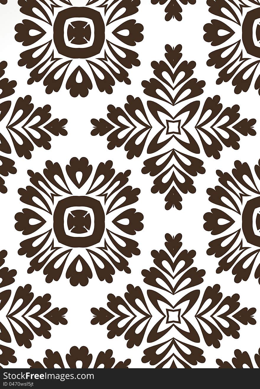 Vintage floral seamless pattern in white and black colors for textile or wallpaper design