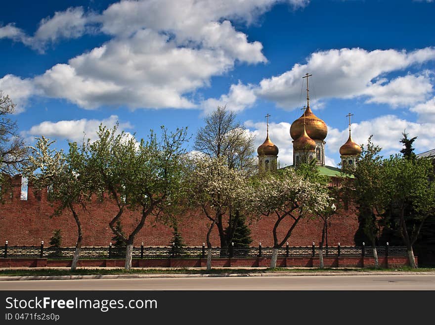 Russia Tula kremlin sky clouds cherry