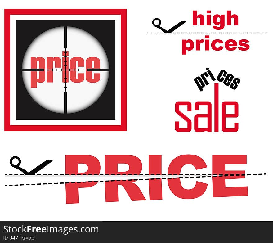 Sale signs set with price reduction subjects