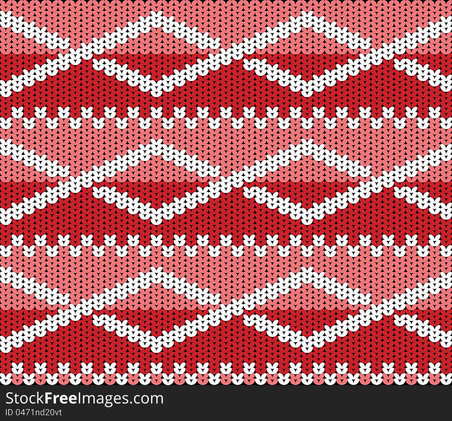 Knitted texture with ornament, vector illustration