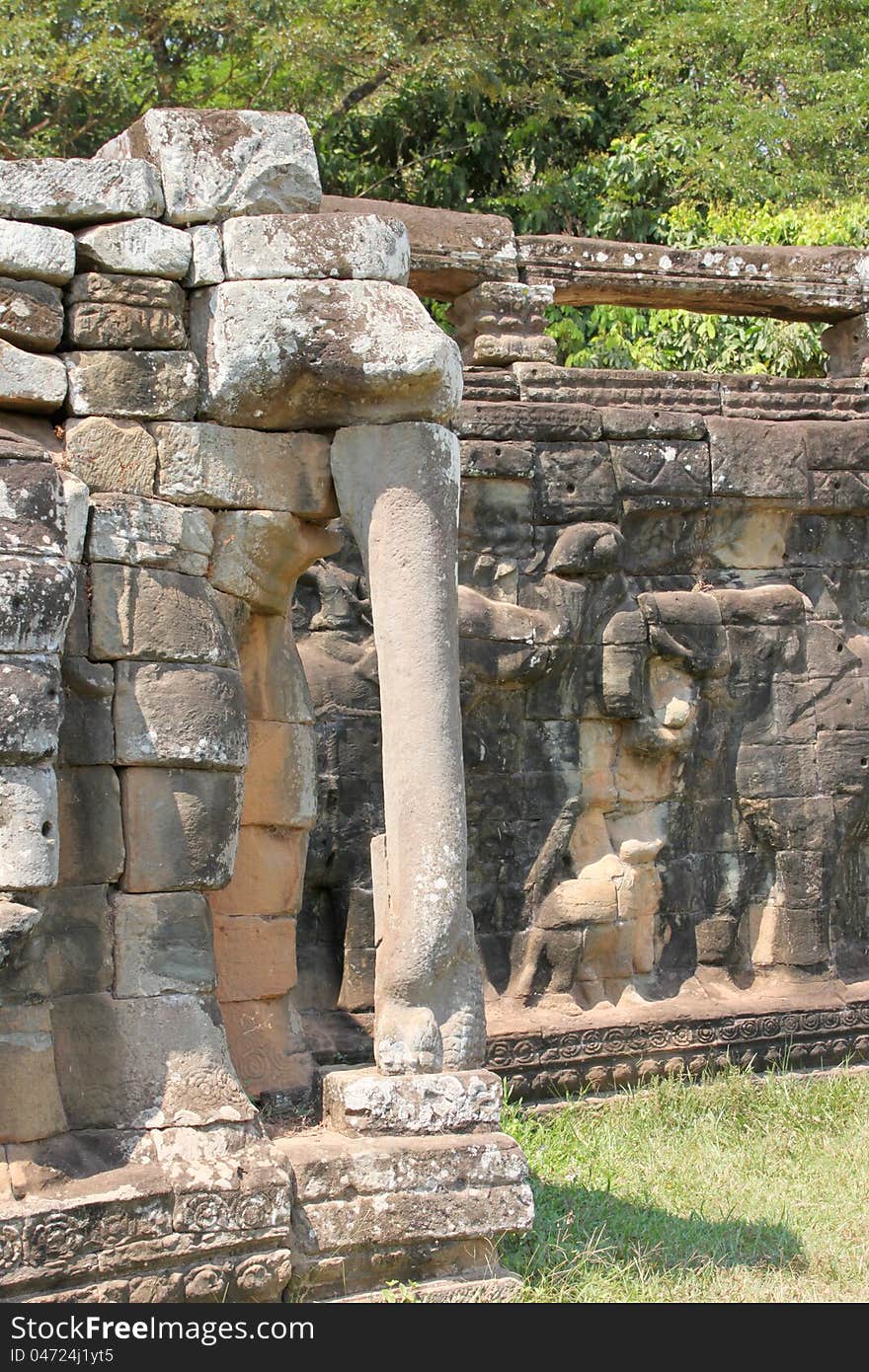 Elephants statue in Terrace of the elephants, Angkor Thom, Siemreap