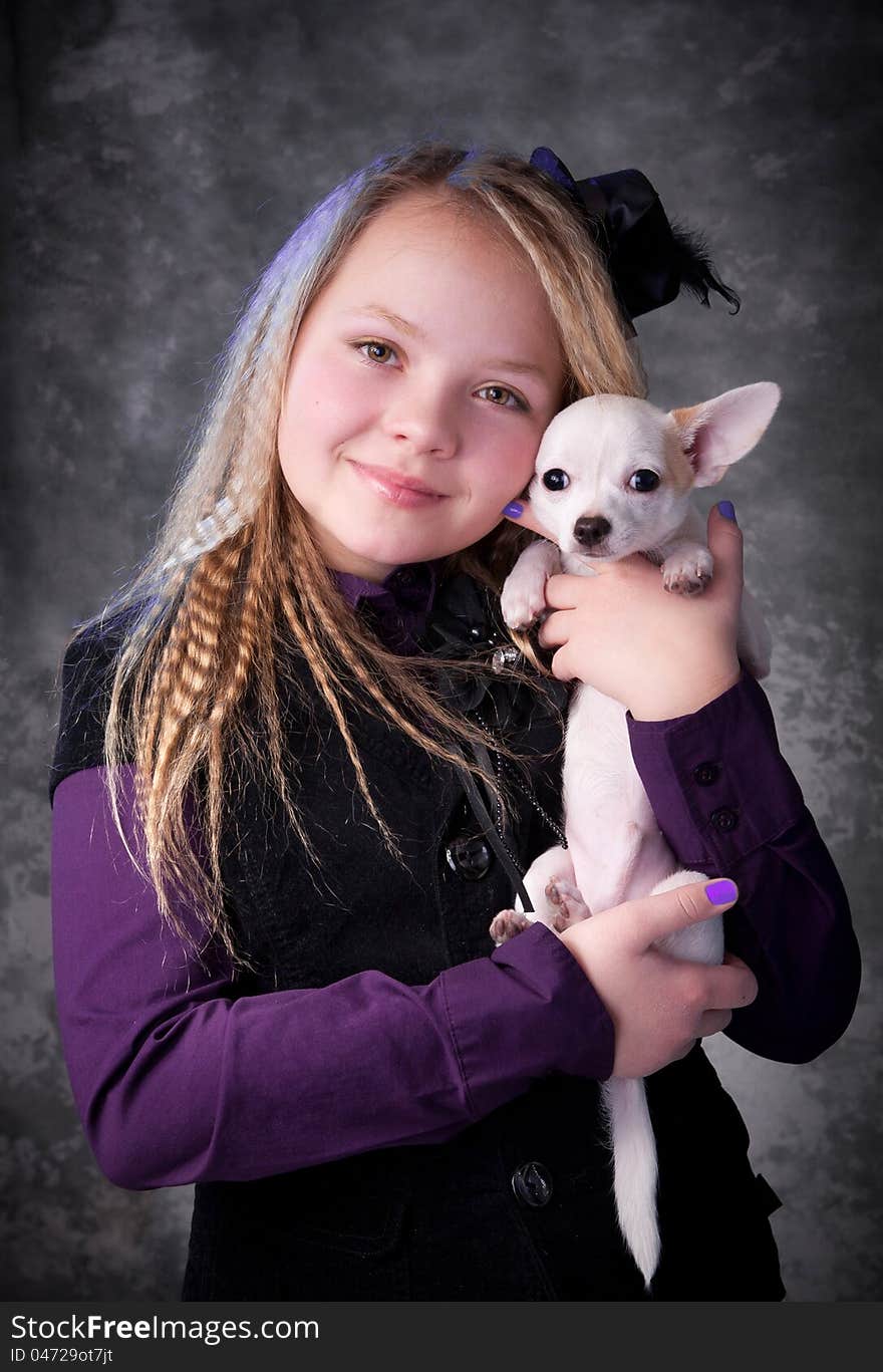 Portrait of the beautiful girl with chihuahua. Portrait of the beautiful girl with chihuahua