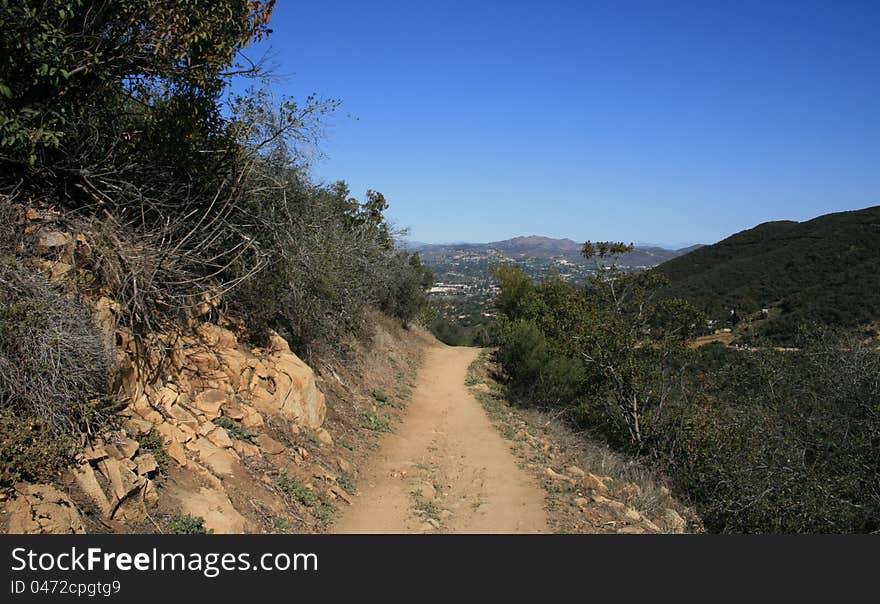 Hiking trail, skies and trees, Thousand Oaks, CA. Hiking trail, skies and trees, Thousand Oaks, CA