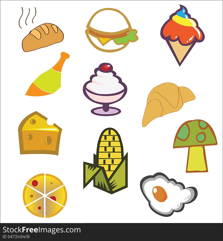 This is a set of vectorized food elements. This is a set of vectorized food elements