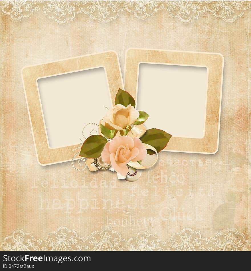 Frame On The The Vintage Lace Background