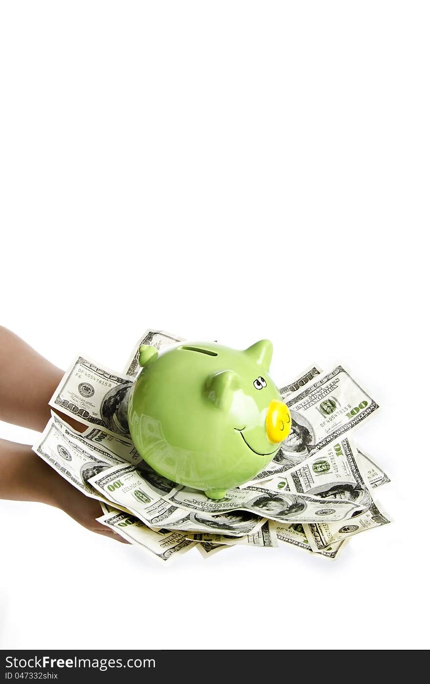 Saving your money in piggy bank