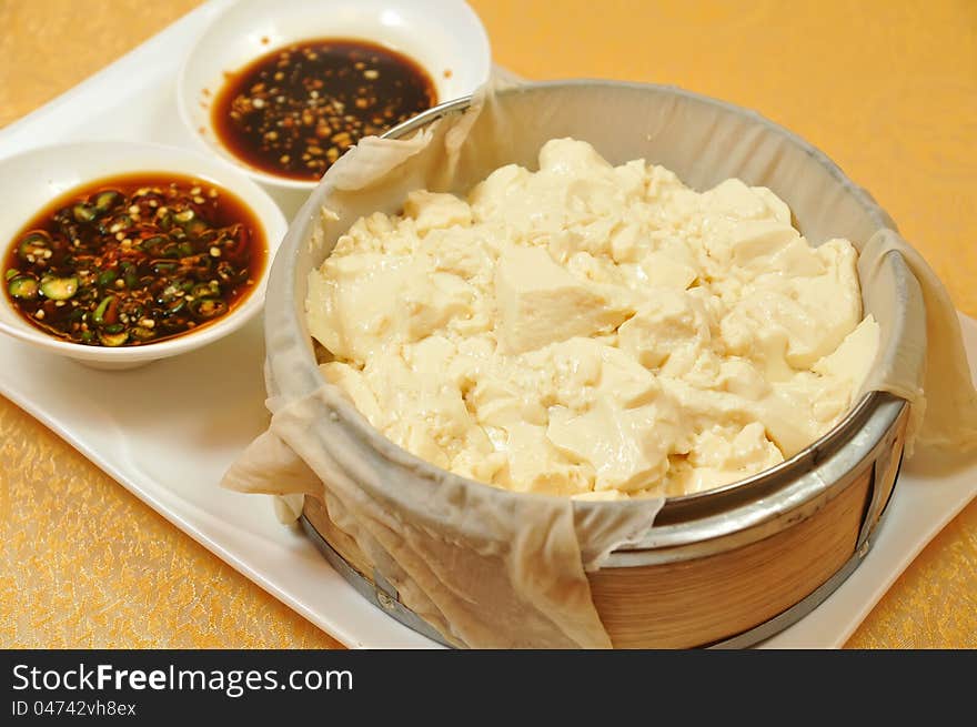 Chinese cuisine - fried tofu fungus. Chinese cuisine - fried tofu fungus