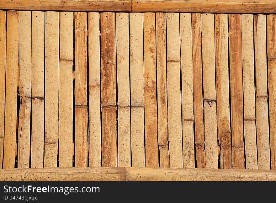 Full frame of bamboo wall background texture.