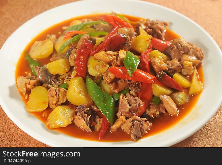 Chinese cuisine - fried Chicken with chili